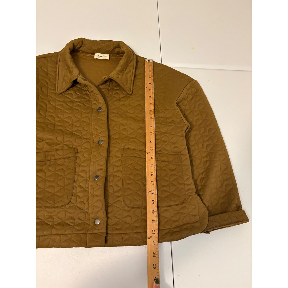 New In Quilted Shirt Jacket Brown Snap Button Shacket NJ90180 Tobacco Boho ww - Picture 7 of 7
